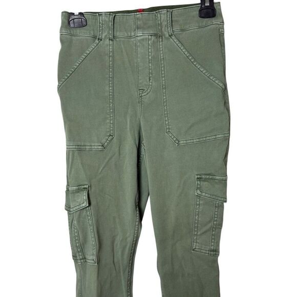 Spanx Pants Women Medium Green Stretch Twill Ankle Cargo Skinny Slim Leg Army - Picture 3 of 6